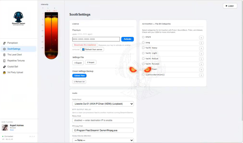 SoothSettings — config and license